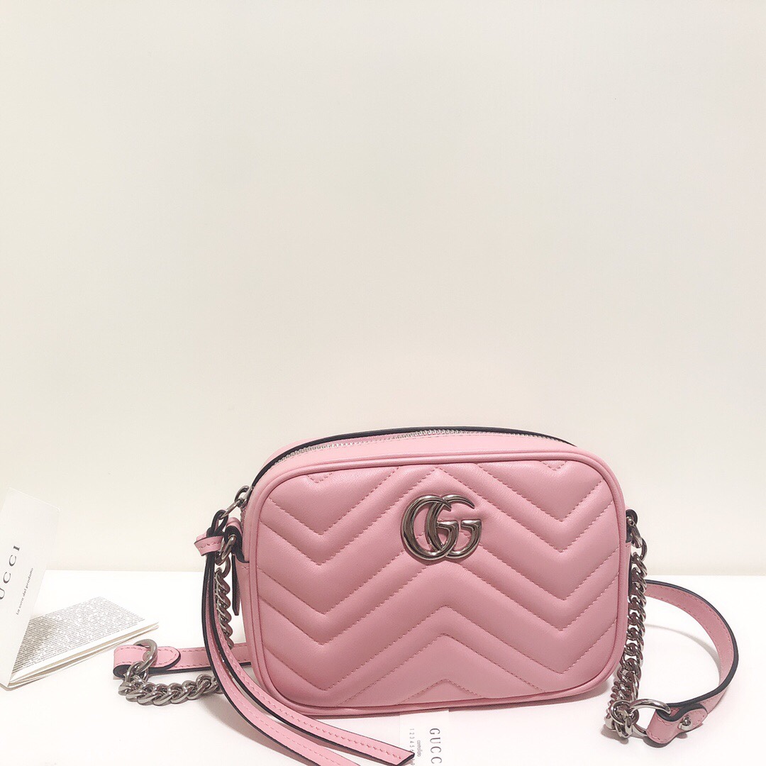 Gucci GG Marmont Matelasse Mini Shoulder Bag 448065 Pink